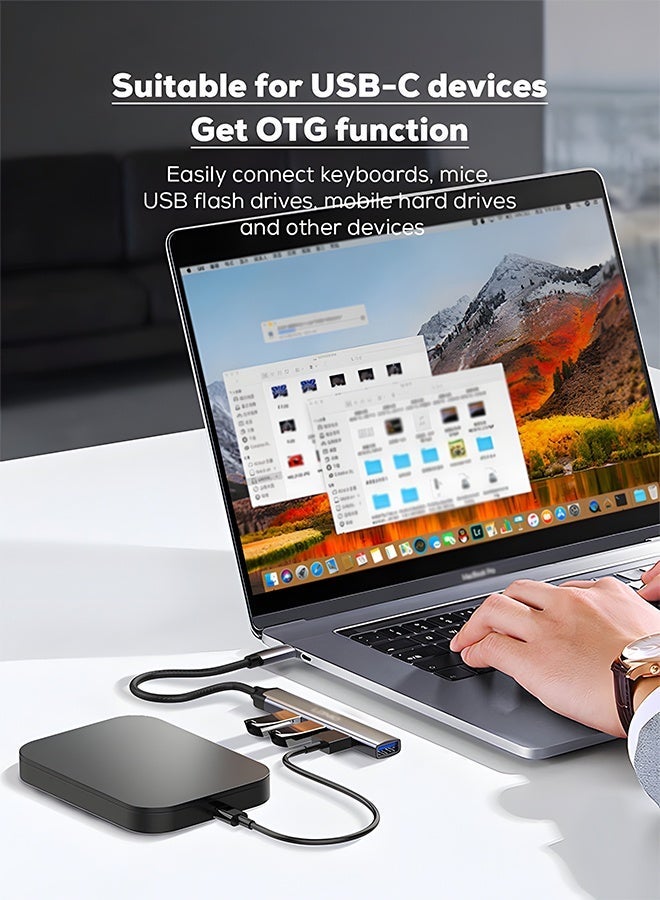 START USB-C Hub 4 in 1 with 3 USB 2.0 Ports – Type-C OTG Adapter – Up to 480Mbps Data Transfer – Plug & Play – Compatible with MacBook, Laptop & Android - Image 2